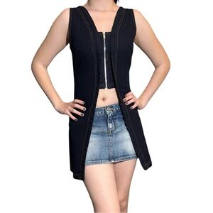 Vintage Y2K 90’s Fetish Denim Vest Mini Dress Size Small